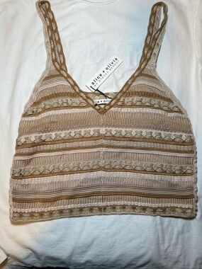 alice + olivia Gold Sandrine Crochet Tank